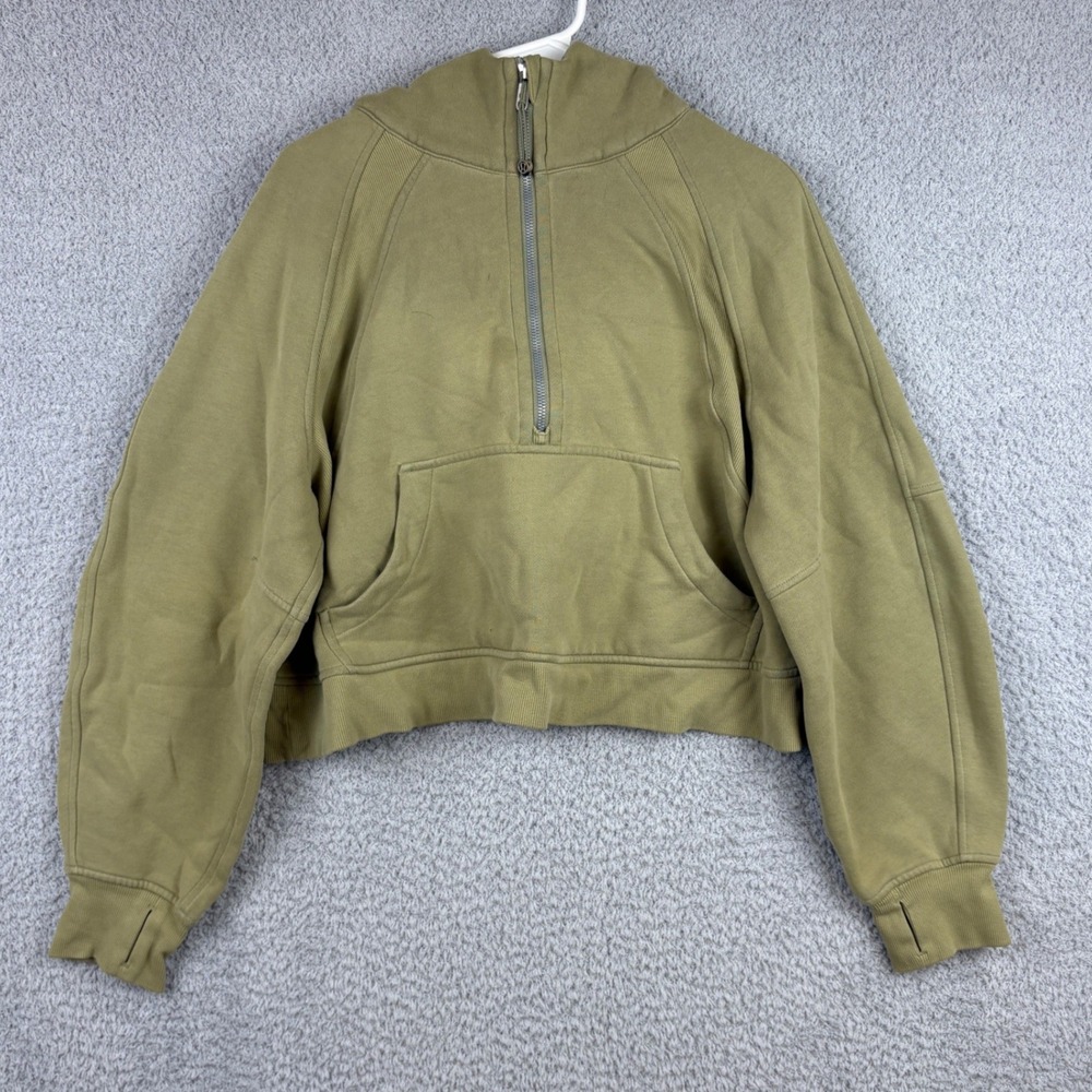 Lululemon Scuba Half Zip Hoodie Womens M/L Green Oversized Cropped Pullover
